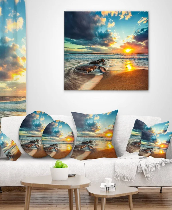 Designart &Beautiful Cloudscape Over The Sea & Modern Beach Canvas Art Print, Size: 40 inch x 30 inch