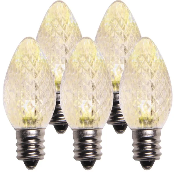 Holiday Lighting Outlet Faceted C7 Christmas Lights, Sun Warm White LED Light