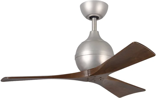 Matthews Fan Company Irene 42 inch Paddle Ceiling Fan in Brushed Nickel 3 Walnut Tone Blade - IR3-BN-WA-42