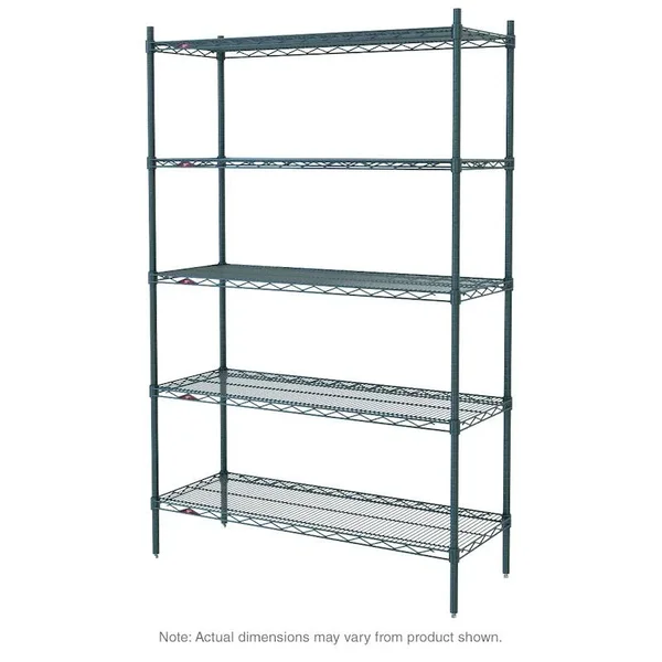 Metro Crash Super Erecta Industrial Wire Shelving Starter Unit - Metroseal Green Epoxy - 5, 21x42 5N447K3