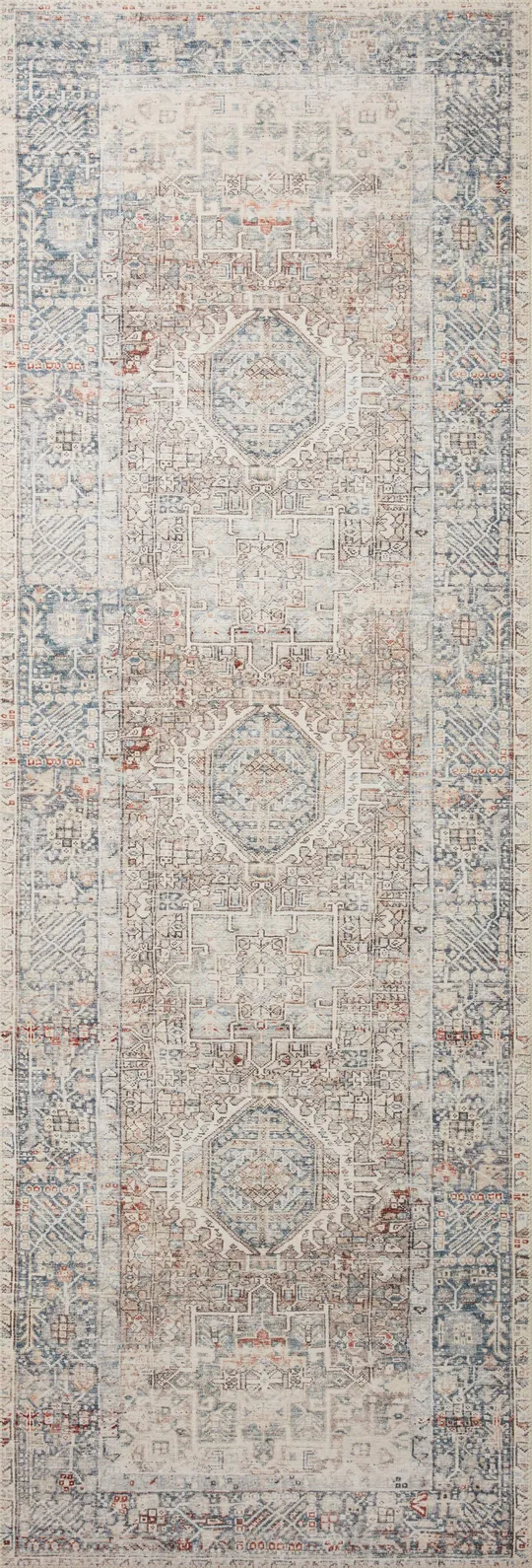 Chris Loves Julia x Loloi 2&0x22 x 5&0x22 Natural/Ocean Jules Jul-07 Runner Area Rug