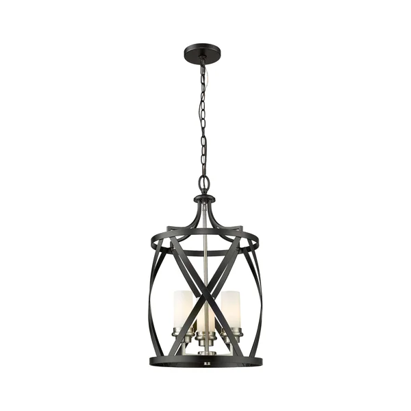 Z-Lite-481P14-MB-BN-Malcalester - 3 Light Pendant Matte Black/Brushed