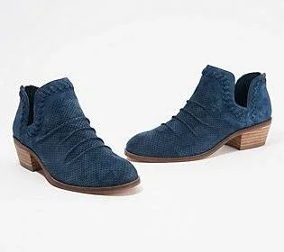 Vince Camuto Perforated Suede Ankle Booties - Palmina, Size 10 Medium, Dark Navy