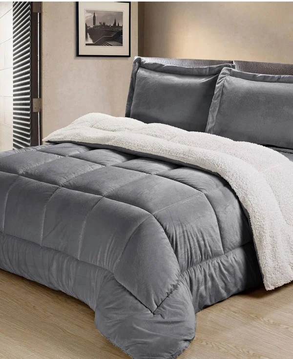 Cathay Home Sherpa Faux Suede Comforter Set Twin Chocolate