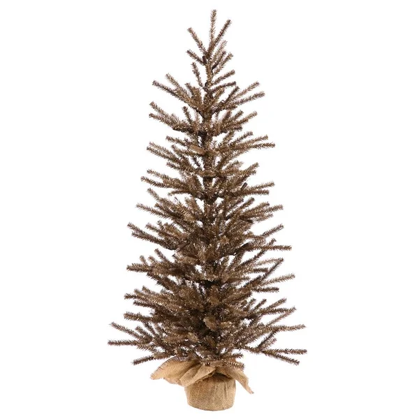Vickerman 36x22 Unlit Chocolate Artificial Christmas Tree- Burlap Base