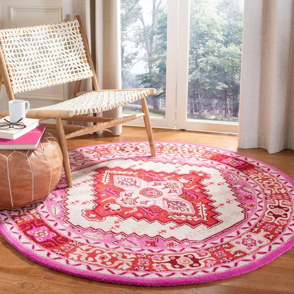 Safavieh 8& x 10& Bellagio BLG545A Red Pink Ivory Rug