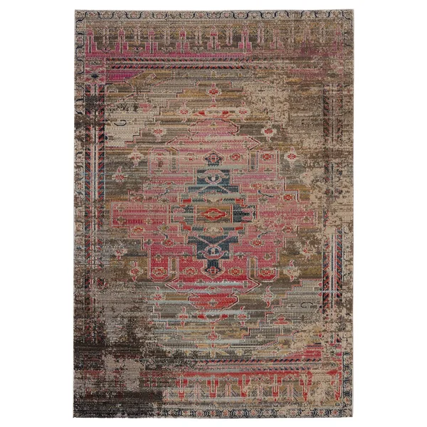 Jaipur HDC Azriel Pink/Taupe 8 ft. 10 in. x 12 ft. Medallion Rectangle Indoor/Outdoor Area Rug
