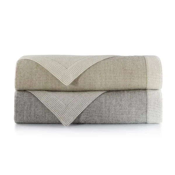 Peacock Alley Angelo Reversible Blanket - Full/Queen - Linen