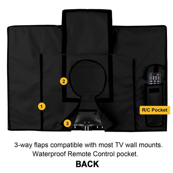 Khomo Gear Outdoor TV Cover 40x22 - 42x22 inch Black with Clear Front Universal Weatherproof Protector