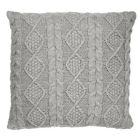 Gracie Oaks Lucero Chunky Cable Knit Throw Pillow, Size: 22 inch H x 22 inch W x 3 inch D, Gray
