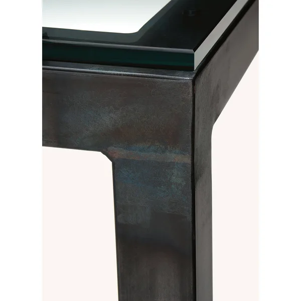 Room & Board - Modern Parsons 36W 36D 42h Bar Table w/ 1.5x22 Leg, Clear Tempered Glass Top