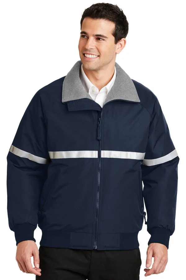 Port Authority J754R Challenger Jacket with Reflective Taping - True Navy/ Grey Heather/ Reflective - Xs