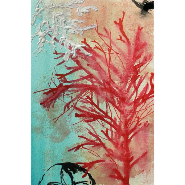 Marmont Hill Red Coral by Christine Lindstrom Painting Print on Wrapped Canvas - Size: 12x22 x 18x22