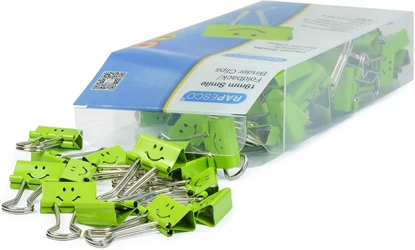 Rapesco 1423 19 mm Smiles Foldback Clips - Green, Pack of 80