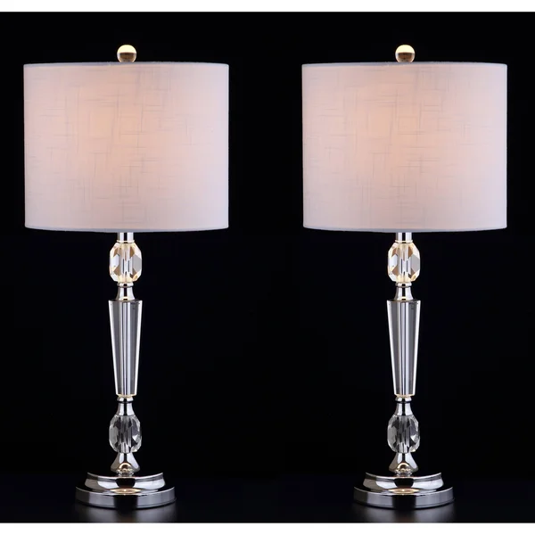 Jonathan Y Victoria 27x22 Crystal LED Table Lamp, Clear (Set of 2)
