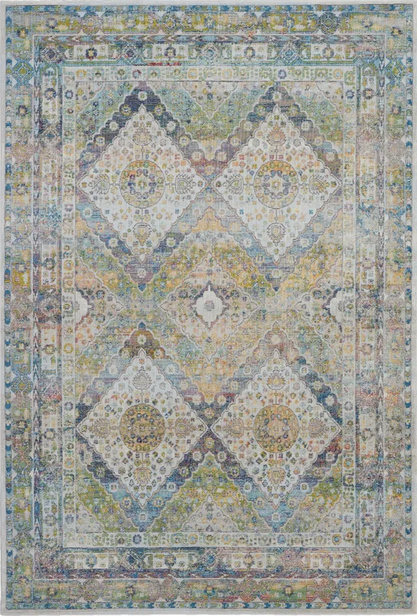 Nourison Ankara Global ANR07 7&10x22 x 9&10x22 Blue, Green Area Rug