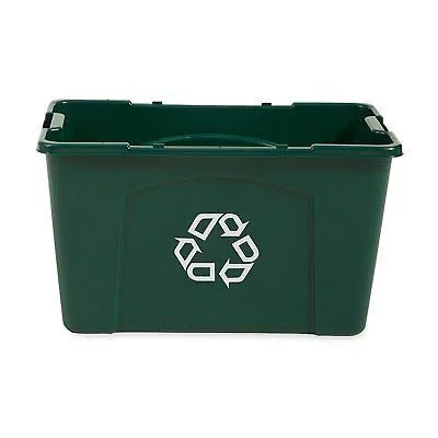 Rubbermaid Commercial Stackable Recycling Bin - 18 Gallon, Green FG571873GRN