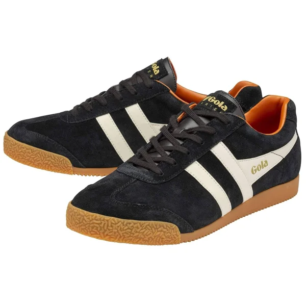 Gola Harrier Black Off White Orange Mens Suede Trainers - 8 UK