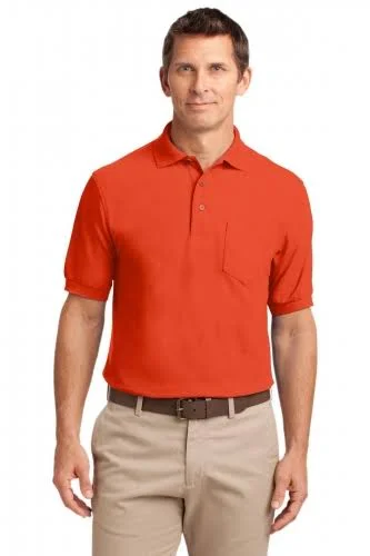 12 Customized Port Authority K500P Men's 5 oz Silk Touch Polo with Pocket - Orange - 4XL