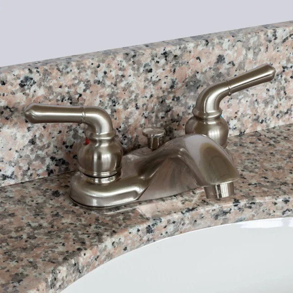 White Bathroom Vanity 36 inch - Burlywood Granite Top, Faucet LB3B