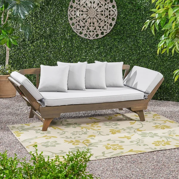 Ottavio Outdoor Wood Daybed with Cushions by Christopher Knight Home - Dark Teal