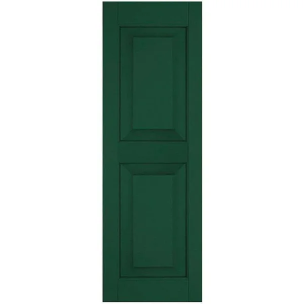 Ekena Millwork 15 in. x 41 in. Exterior Real Wood Pine Raised Panel Shutters Pair Chrome Green