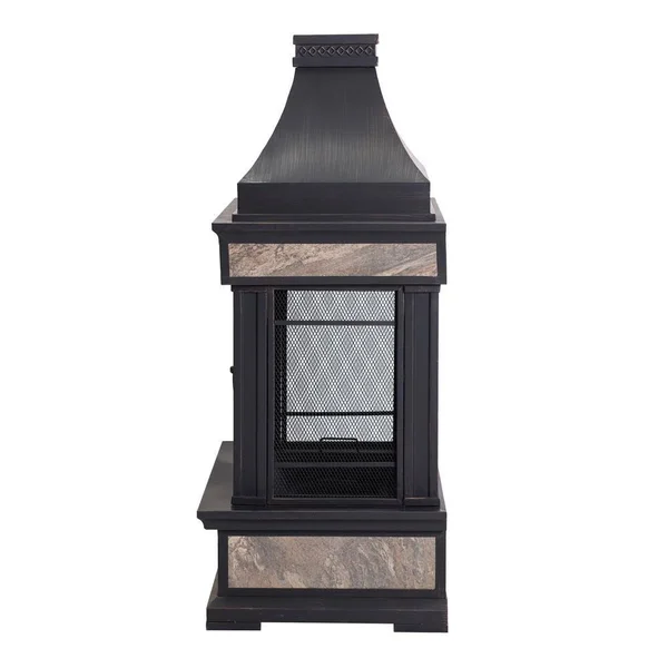 Sunjoy Curtis 56.69 in. Wood Burning Outdoor Fireplace with Black Highlights