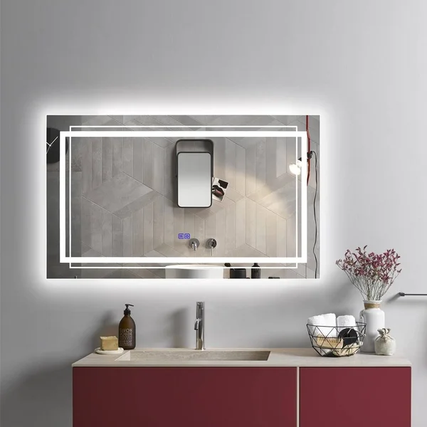 Chloe Lighting Luminosity Back Lit Rectangular Touchscreen LED Mirror 3 Color Temperatures - 3000k-6000k 39x22 Wide