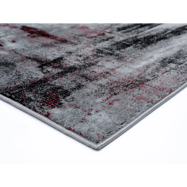 Samos Collection Gray/Red Contemporary Polypropylene Area Rug - 7&9x22 x 10&9&&
