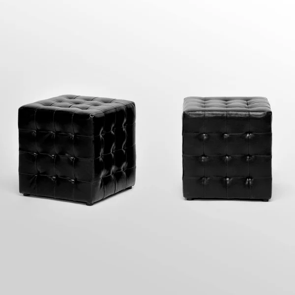 Baxton Studio Harrison Tufted Leather Ottoman - Black