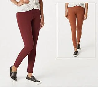 Women with Control Regular Reversible No Side Seam Leggings, Size X-Small, Wine/Tobacco