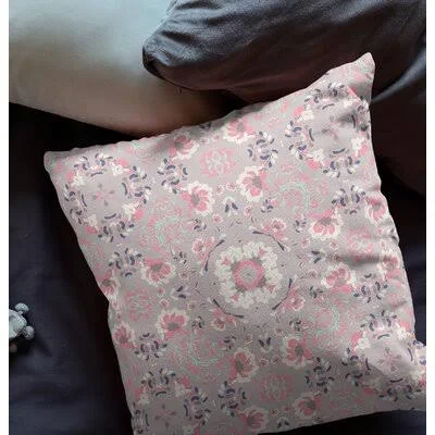 Gerton Square Pillow Cover & Insert Bungalow Rose Color: Muted Pink, Size: 16x22 x 16