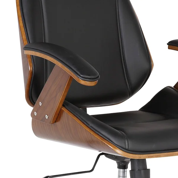 Armen Living Century Faux Leather Office Chair, Black