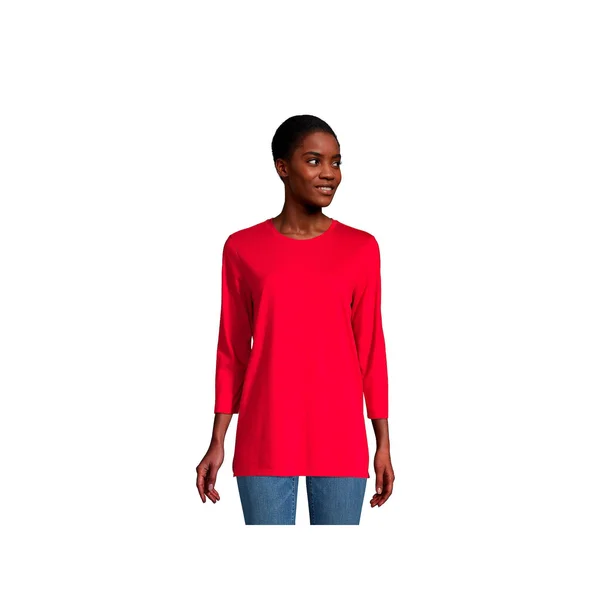 Petite Lands& End 3/4- Sleeve Supima Cotton Crewneck Tunic, Women's, Size: Small Petite, Dark Red