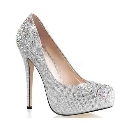 Fabulicious DEST06R_SGFA-7 1 in. Hidden Platform Pump Shoe, Silver, Size 7