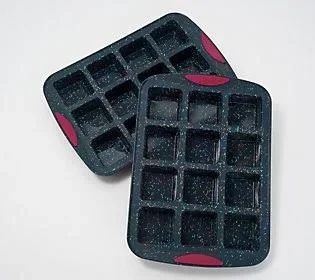 Trudeau Set of 2 Silicone 12-Count Brownie Pans - Grey Confetti