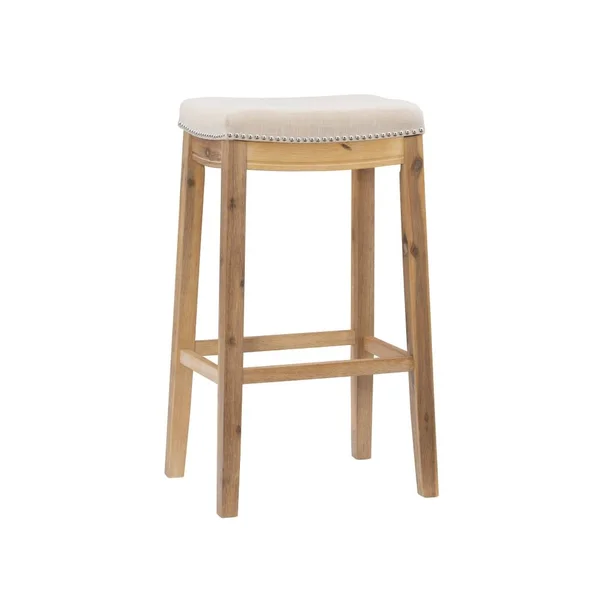 Linon Walker Backless Bar Stool, Rustic Brown/Natural