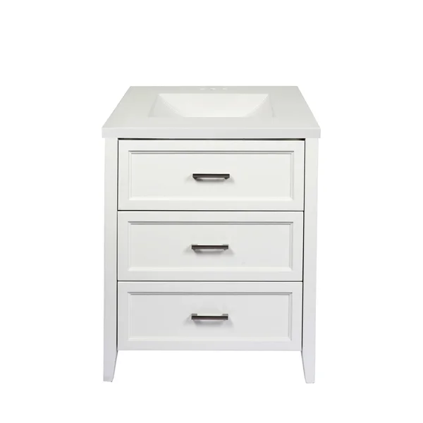 Capri Bath Vanity with Cultured Marble or Quartz Stone Top (Color: White - Vanity Top: Quartz Galaxy Black, Size: 31x22)