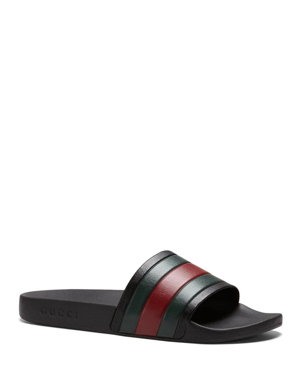 Gucci Pursuit &72 Rubber Slide Sandals, White, Men's, 7D