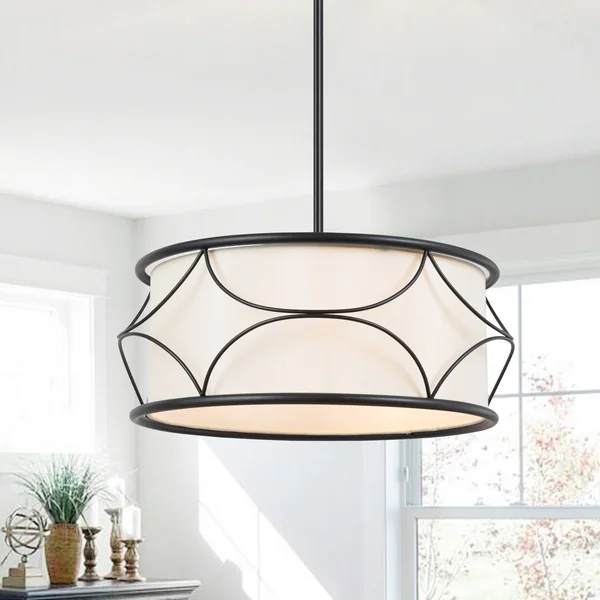 LNC Trend 3-Light Matte Black and White Modern/Contemporary Chandelier, BFMBBQLWS3947V7
