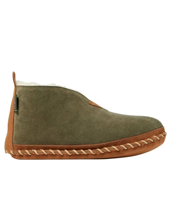 Men's Wicked Good Sheepskin Shearling Lined Slippers Green 14 M(D), L.L.Bean