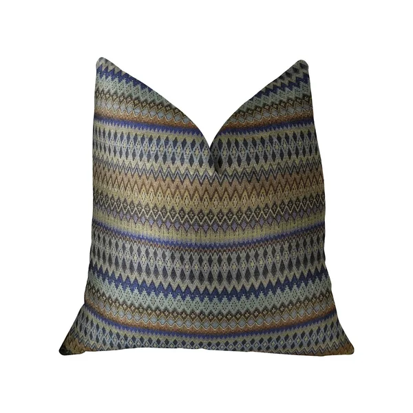 Plutus Zipline Navy Blue and Taupe Handmade Luxury Pillow 26x22L x26x22W