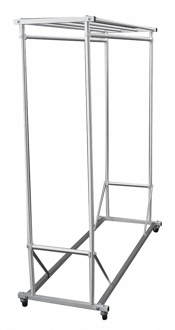 Double-Sided Mobile Coat Rack - Satin Aluminum, Glaro, 135-5sa, Silver