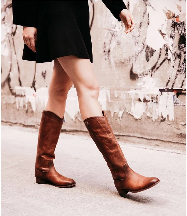 Frye Melissa Button 2 Wide Calf in Cognac - Women's Size 6.5