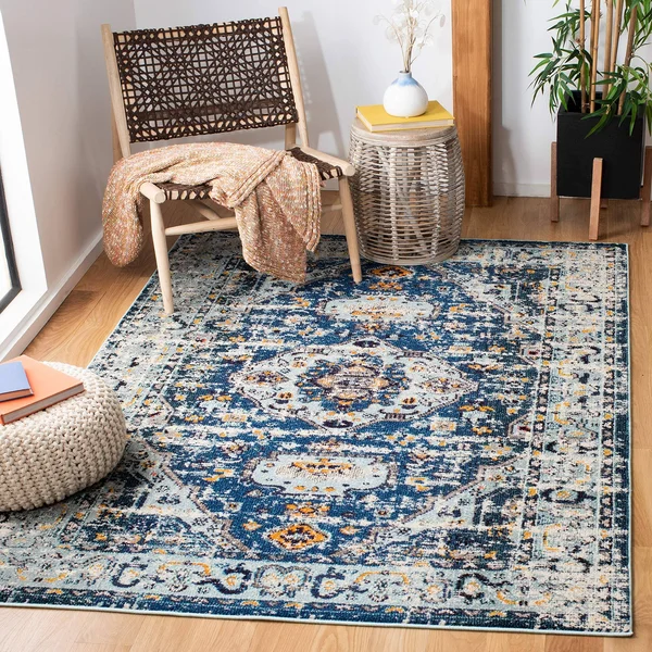 Safavieh Madison Andra Boho Oriental Distressed Rug - 8& x 10& - Dark Blue/Light Blue