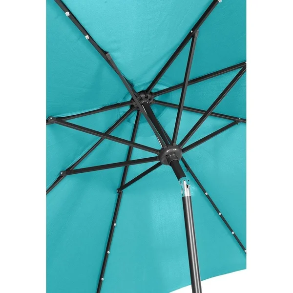 Zenova 9ft Solar 32 LED Lighted Umbrella Waterproof Sun Protection - Navy Blue