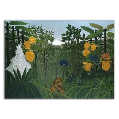 &The Repast of The Lion& by Henri Rousseau - Print on Canvas Vault W Artwork Size: 25x22 H x 35x22 W x 1.5x22 D