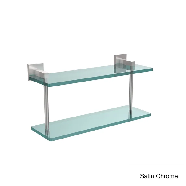 Allied Brass MT-2-16-BKM Montero Collection 16 in. Two Tiered Glass Shelf Matte Black
