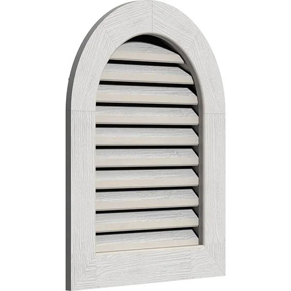 Ekena Millwork GVWRT22X2401RFPWR 22x22W x 24x22H Round Top Gable Vent (27x22W x 29x22H Frame Size): Primed, Functional, Rough Sa