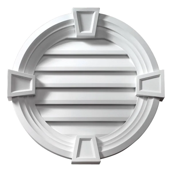 Fypon, Ltd. FRLV18MTK 18x22W x 18x22H x 3 5/8x22P Round Louver w/ Decorative Trim & Keystones, Functional